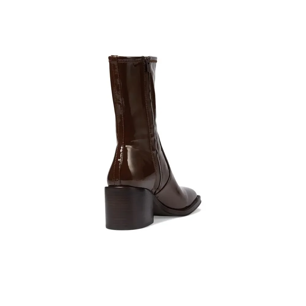 LOEFFLER RANDALL NOLAN STRETCH ANKLE BOOTIE WITH BLOCK HEEL ESPRESSO 9 B M